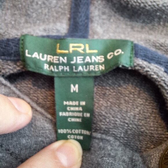 Lauren Ralph Lauren Jeans Co. Hoodie Womens Sz M Gray Asymmetrical Metal‎ Snaps - Picture 2 of 11